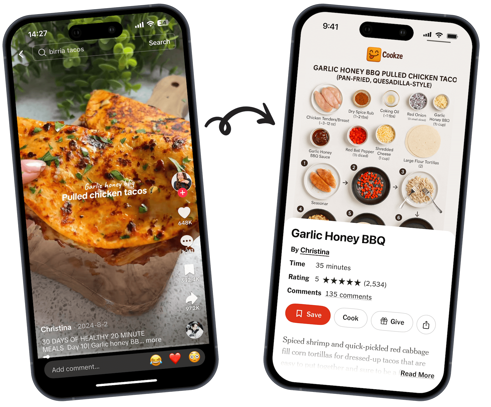 Cookze app interface